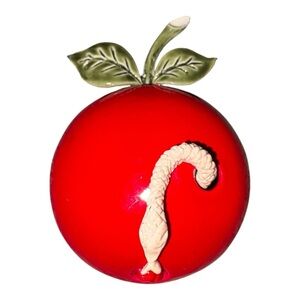 Coro Adam Eve Apple Brooch spring Worm Serpent Figural Vintage J41